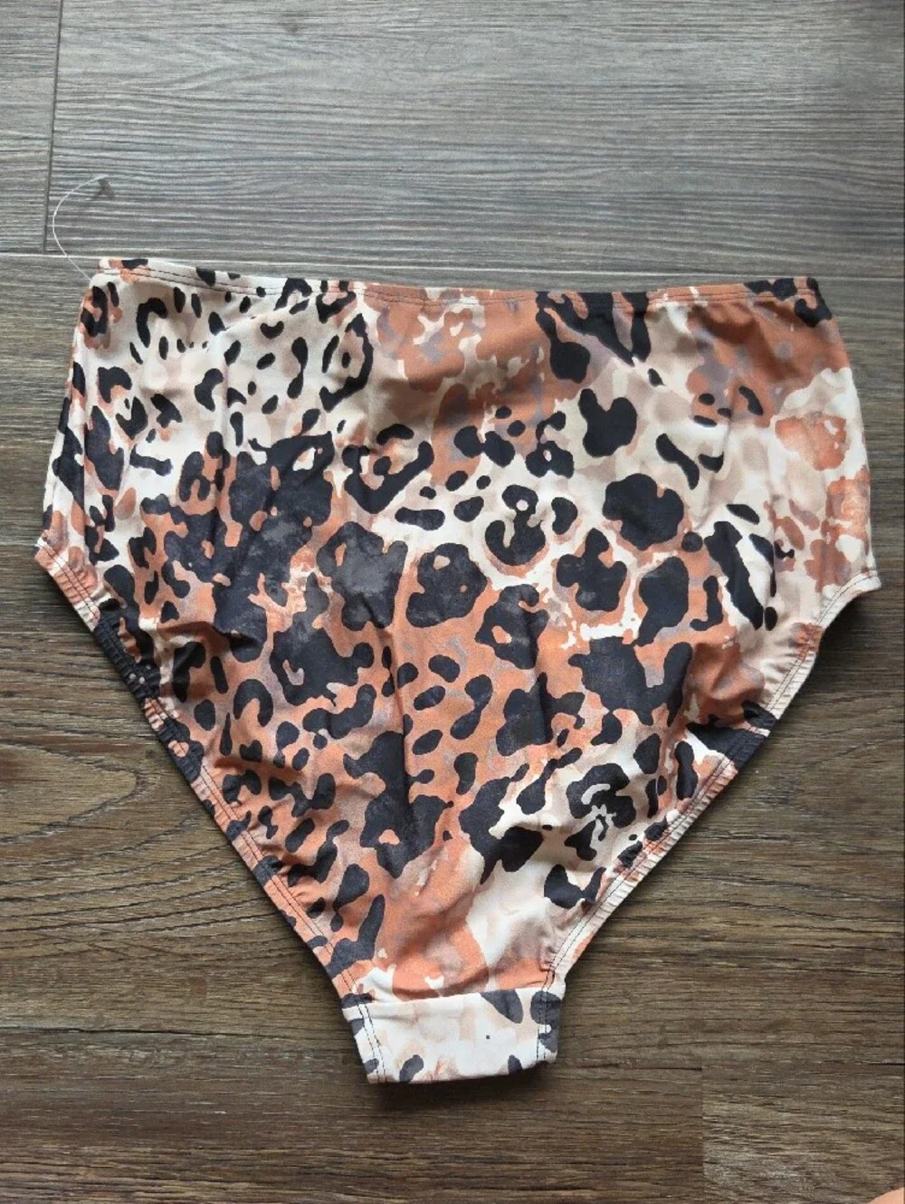 Nwt Beyond High-Waist Leopard Print Swim Bottoms in Tan & Black Size 12